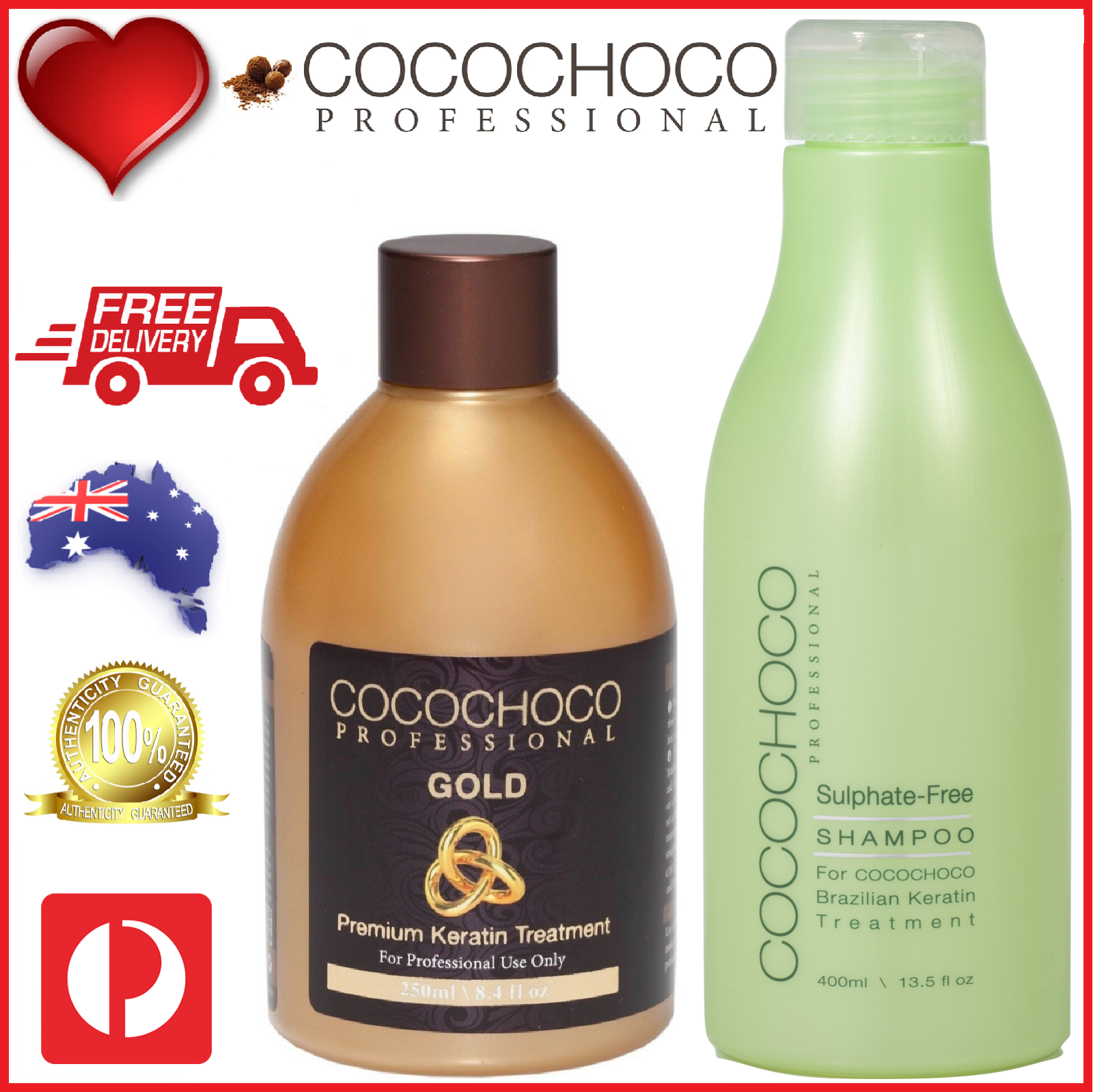 COCOCHOCO Brasilianische Gold Haarbehandlung – Mit Keratin & 24K Gold, 100 Ml + 50 Ml Shampoo