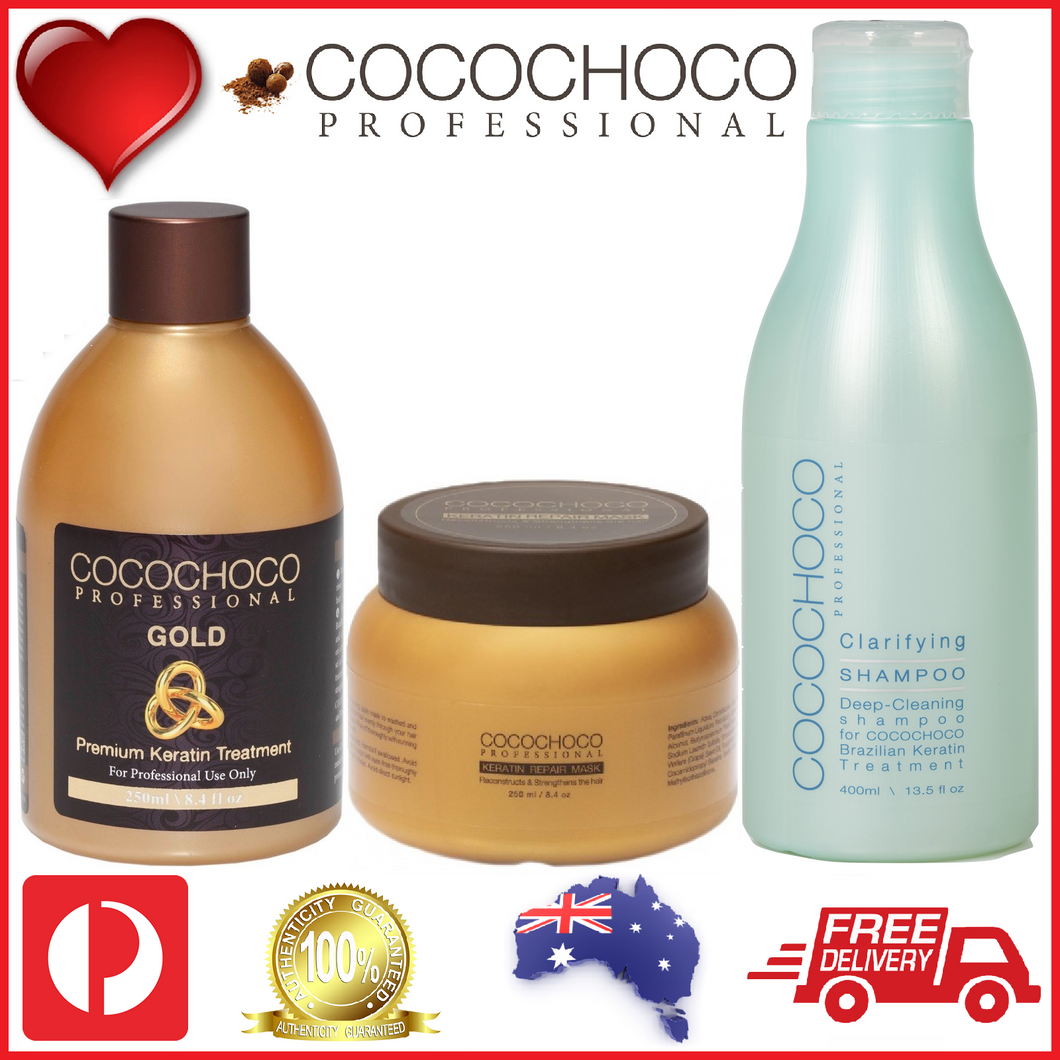 Buy COCOCHOCO PREMIUM Keratin Gold 250 and Repair Mask 250ml and COCOCHOCO Clarifying Shampoo 400ml