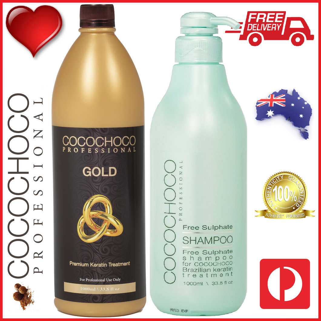 COCOCHOCO Keratin Gold Treatment and COCOCHOCO Sulphate Free Shampoo 1000ml