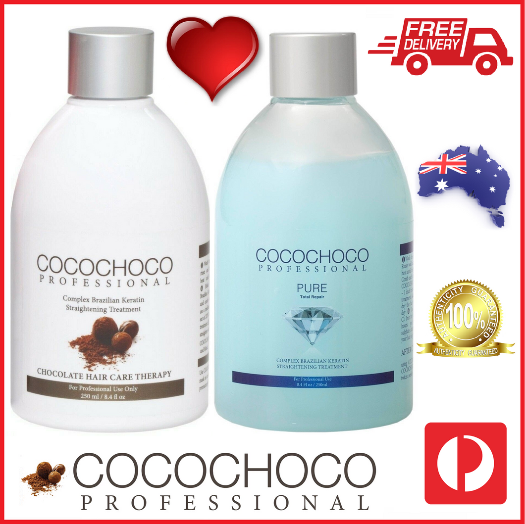 ❤ COCOCHOCO Professional ORIGINAL 250 ml + PURE 250 ml Brazilian Keratin Treatment Bundle (500 ml)
