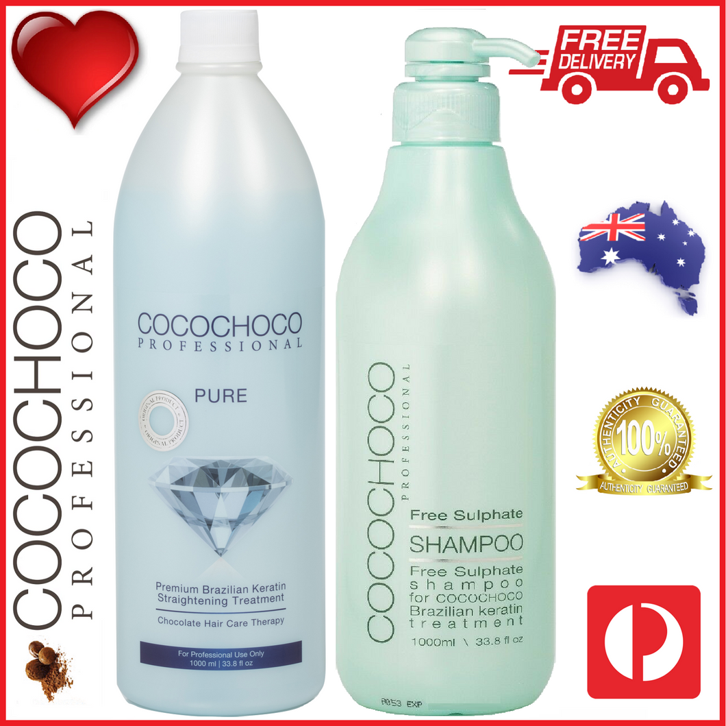 COCOCHOCO Professional PURE 1000ml + COCOCHOCO Sulphate Free Shampoo 1000ml Buy Australia FREE POST